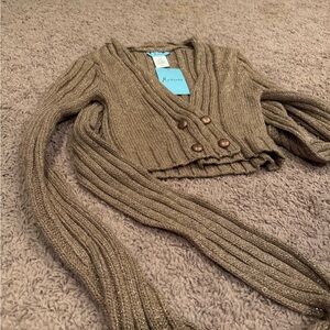 Marciano metallic bronze cropped sweater with scarf NWT